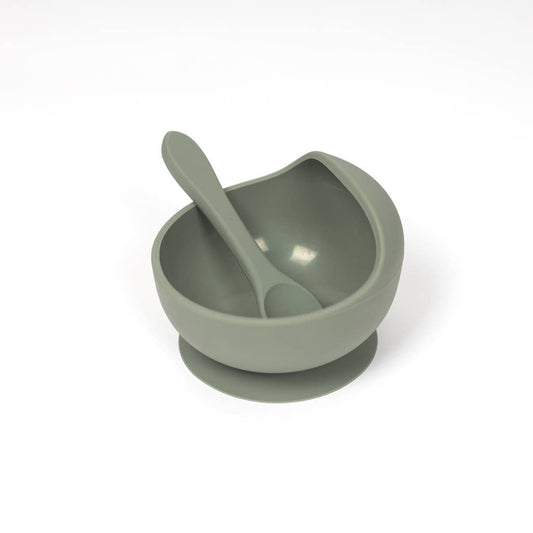 Lil North Co - Sage Green Silicone Suction Bowl and Spoon Set