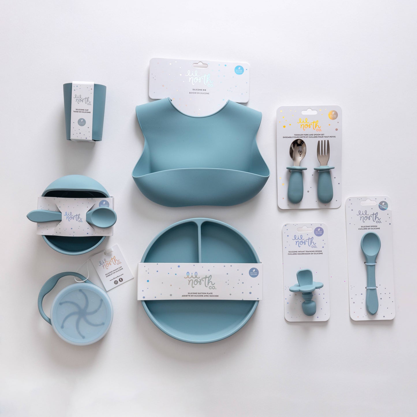 Lil North Co - Pale Blue Silicone Suction Bowl and Spoon Set