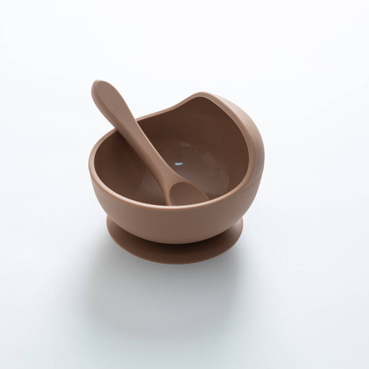 Lil North Co - Taupe Silicone Suction Bowl and Spoon Set