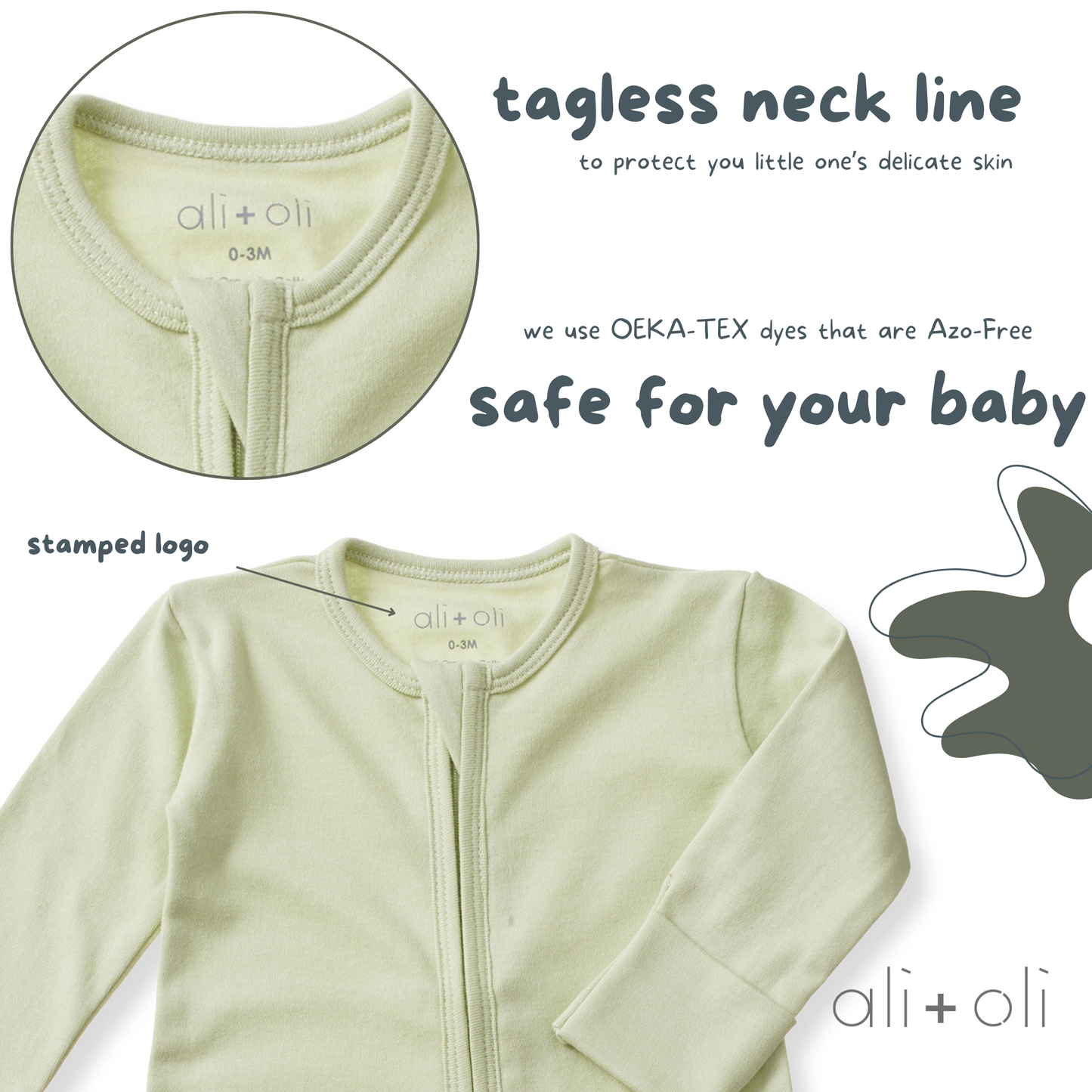 Ali+Oli - Baby Footie 2-Way Zipper – Organic Cotton Lounge Wear