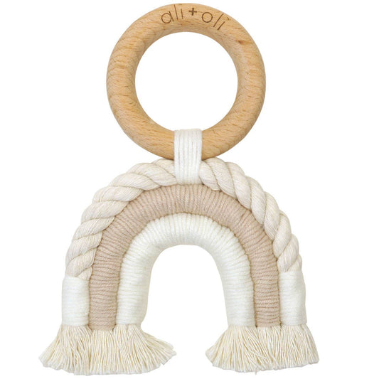 Ali+Oli - Mini-Macrame Rainbow Teething Toy for Baby (Sand)