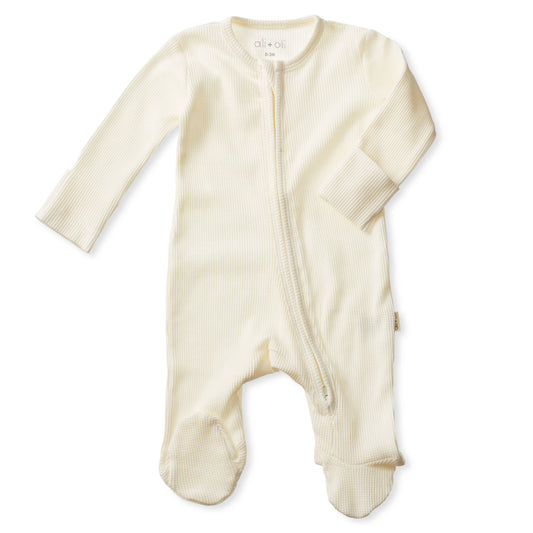 Ali+Oli - Baby Footie 2-Way Zipper – Organic Cotton Waffle Knit