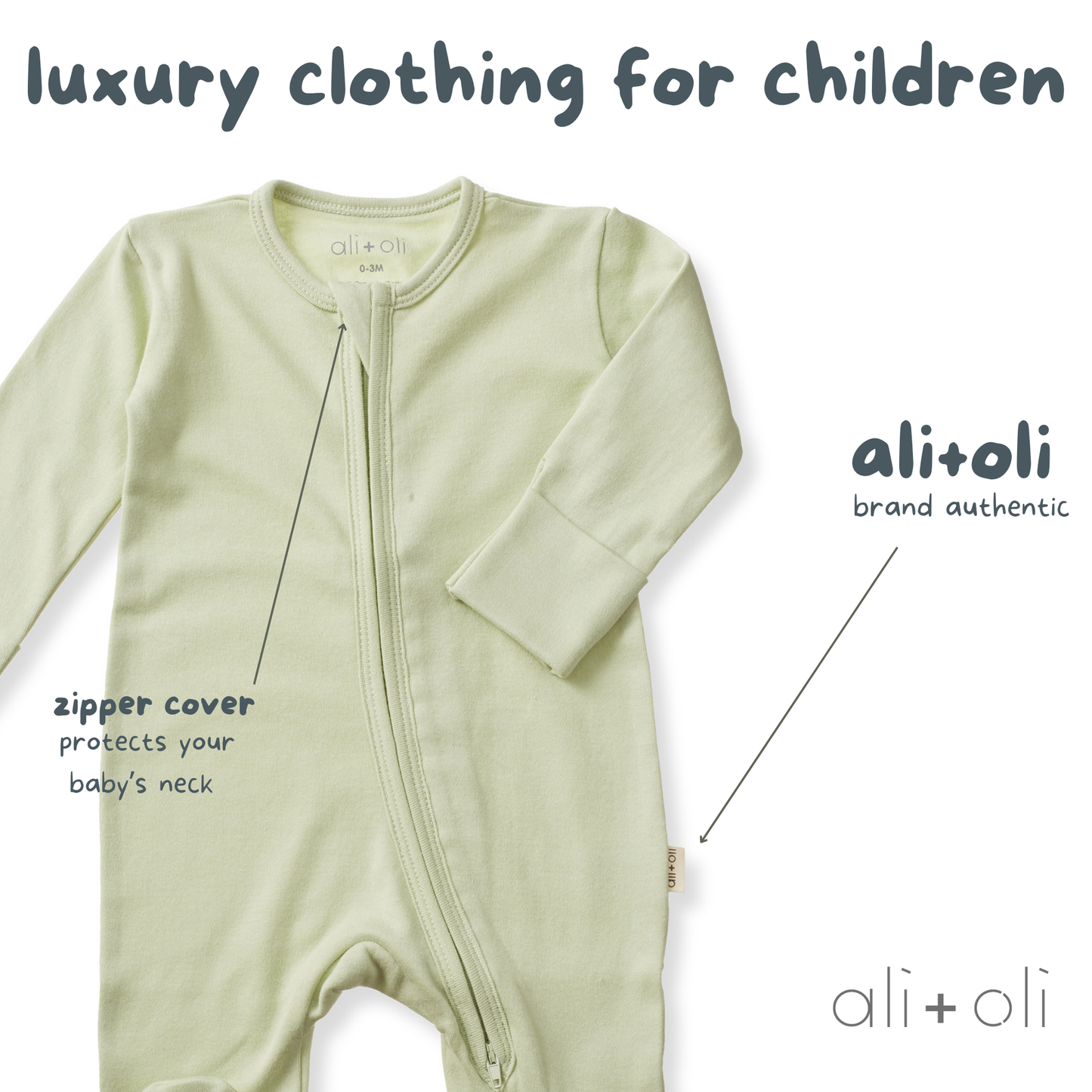 Ali+Oli - Baby Footie 2-Way Zipper – Organic Cotton Lounge Wear