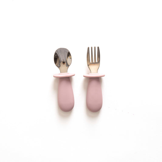 Lil North Co - Pale Mauve Silicone & Stainless Steel Toddler Cutlery Set